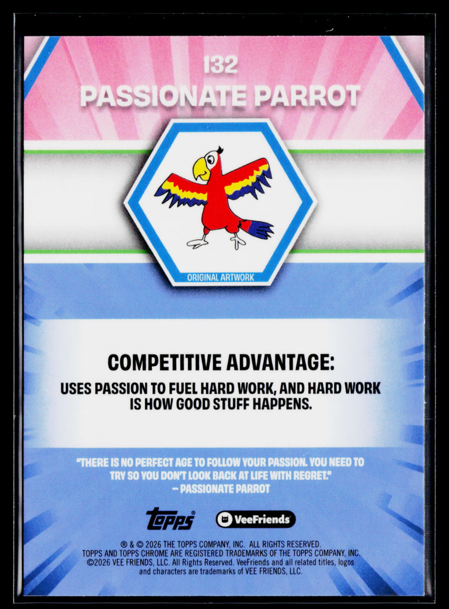 2026 Topps Chrome VeeFriends #132 Passionate Parrot Pink Refractor /250