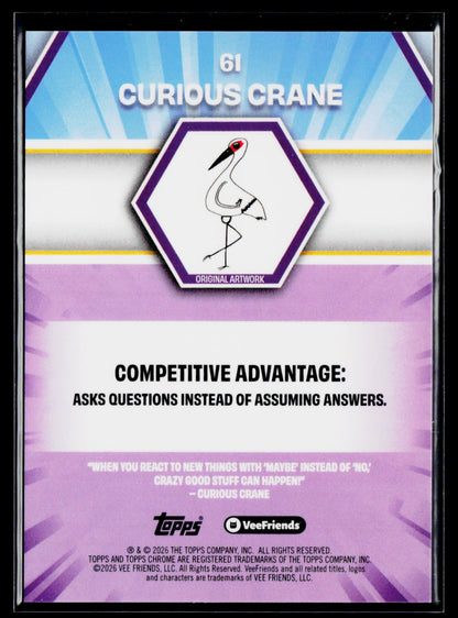 2026 Topps Chrome VeeFriends #61 Curious Crane Gold Refractor /50