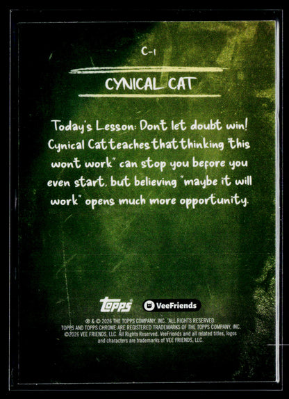2026 Topps Chrome VeeFriends #C-1 Cynical Cat Chalkboard