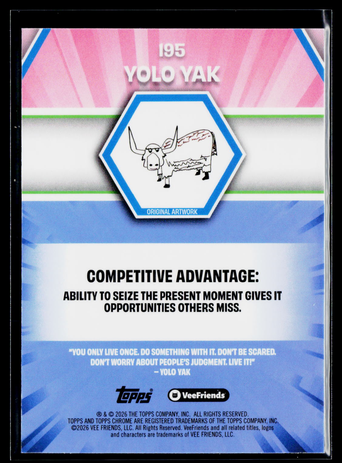 2026 Topps Chrome VeeFriends #195 Yolo Yak Yellow Refractor