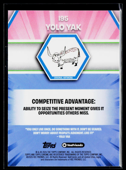 2026 Topps Chrome VeeFriends #195 Yolo Yak Yellow Refractor