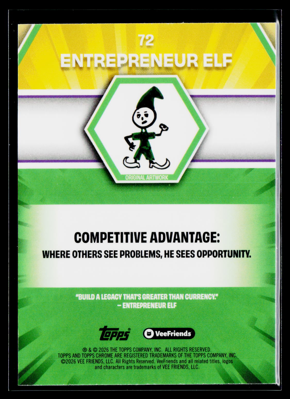 2026 Topps Chrome VeeFriends #72 Entrepreneur Elf Yellow Refractor