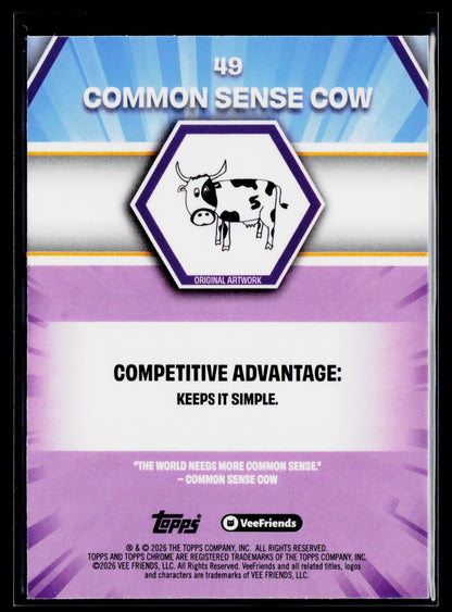 2026 Topps Chrome VeeFriends #49 Common Sense Cow Yellow Refractor