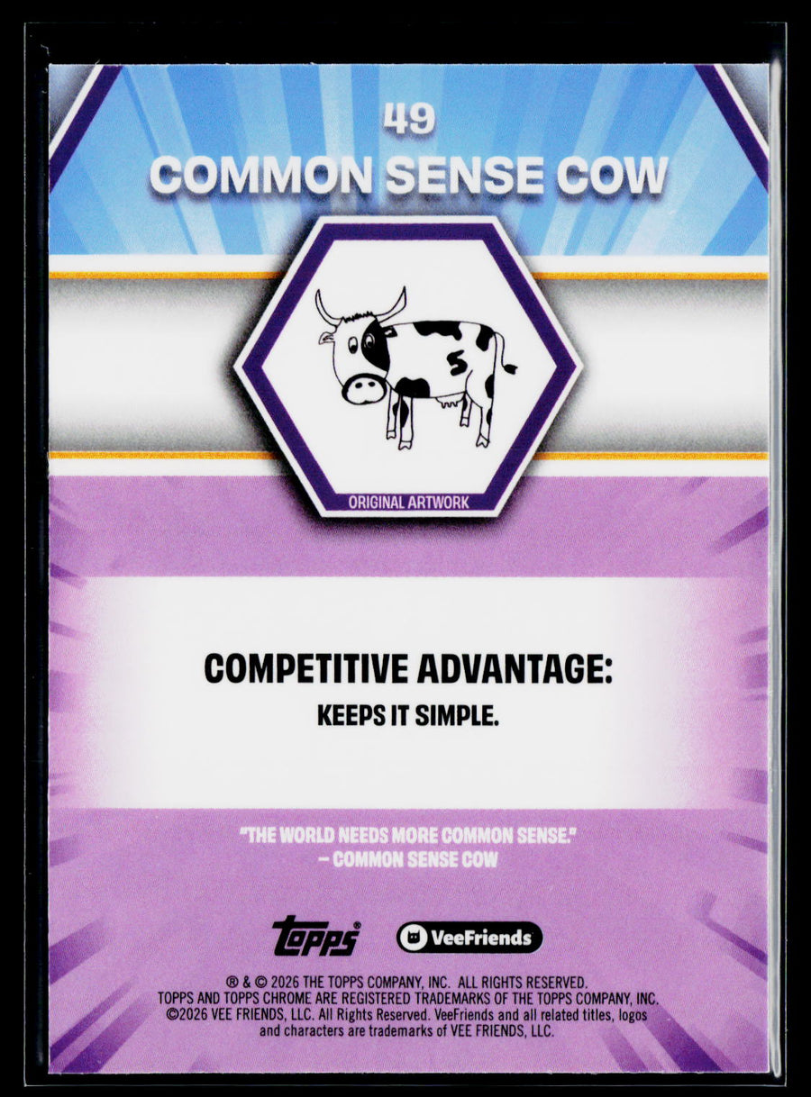 2026 Topps Chrome VeeFriends #49 Common Sense Cow Yellow Refractor