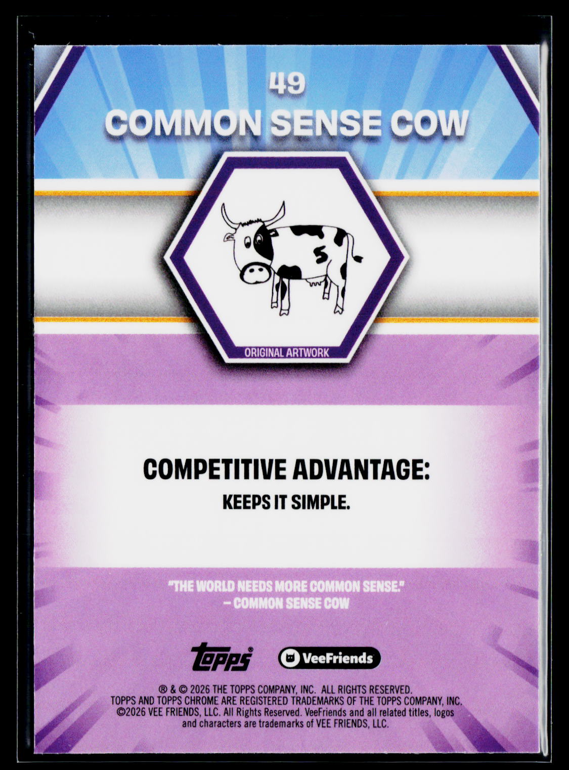 2026 Topps Chrome VeeFriends #49 Common Sense Cow Yellow Refractor