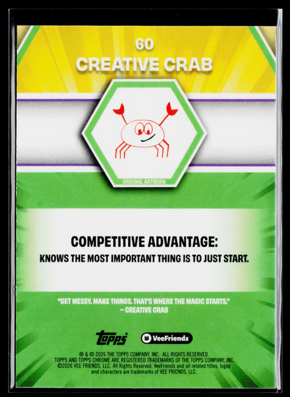 2026 Topps Chrome VeeFriends #60 Creative Crab Yellow Refractor