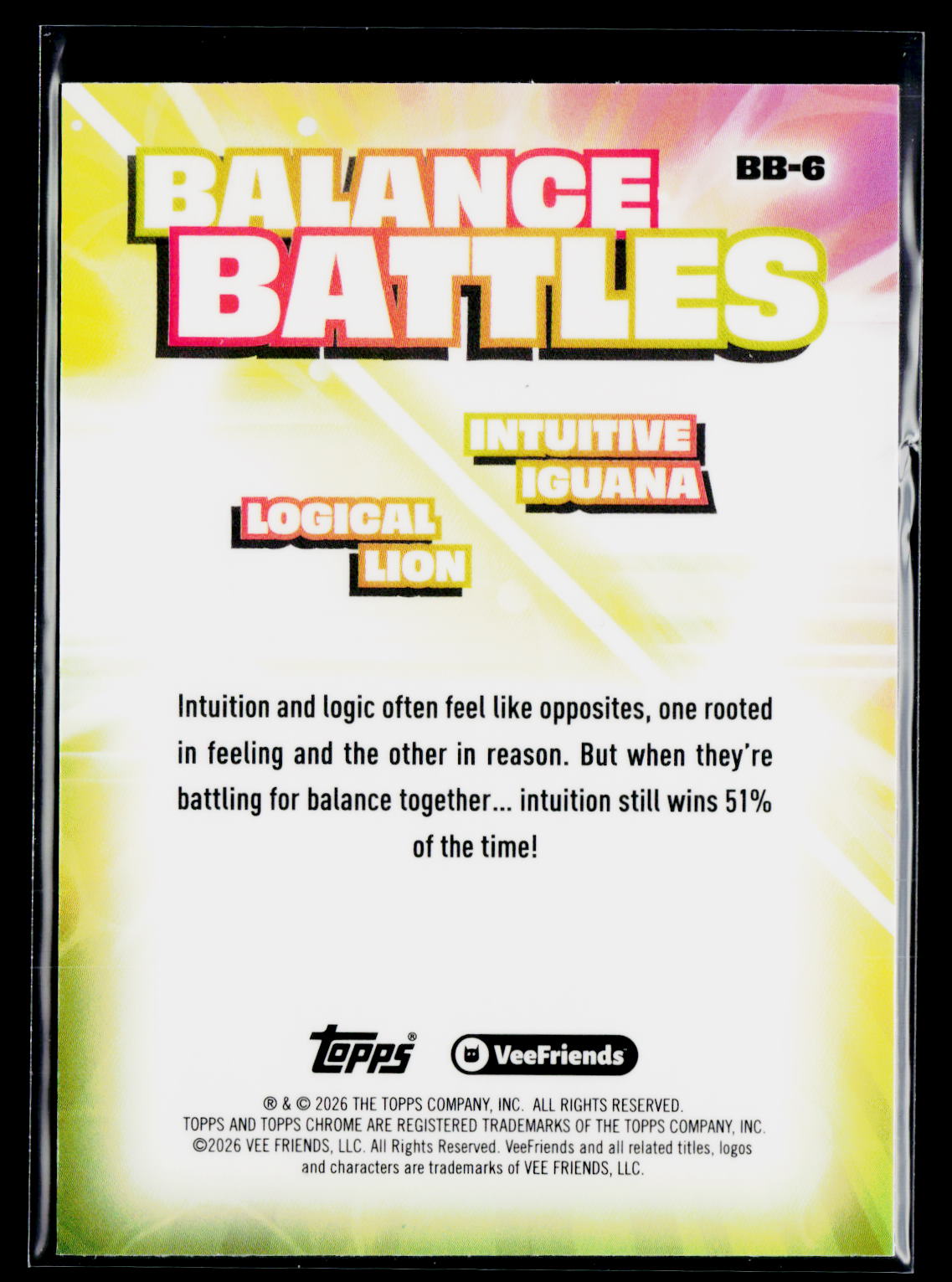 2026 Topps Chrome VeeFriends BB6 Intuitive Iguana Logical Lion Balance Battles
