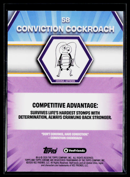 2026 Topps Chrome VeeFriends #58 Conviction Cockroach Yellow Refractor