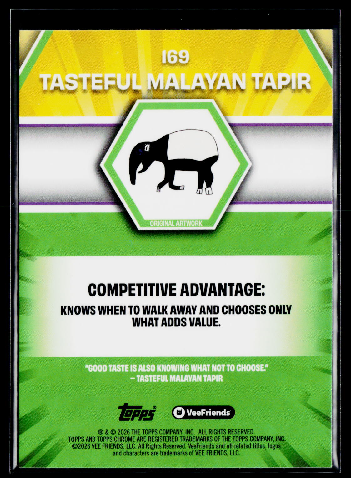 2026 Topps Chrome VeeFriends #169 Tasteful Malayan Tapir