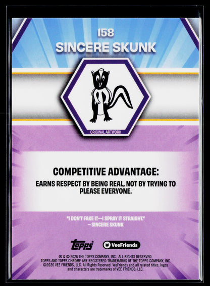2026 Topps Chrome VeeFriends #158 Sincere Skunk Yellow Refractor