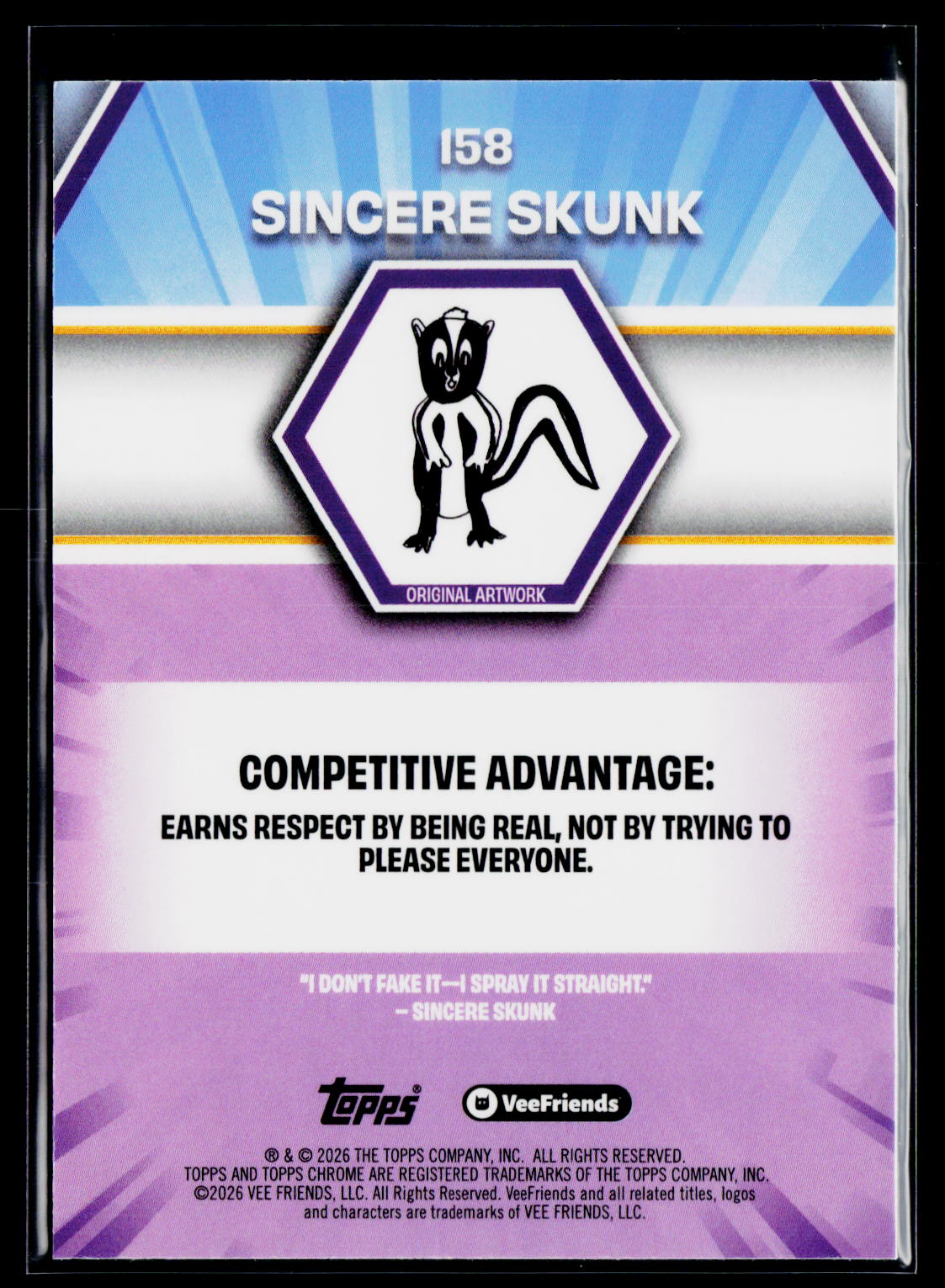 2026 Topps Chrome VeeFriends #158 Sincere Skunk Yellow Refractor