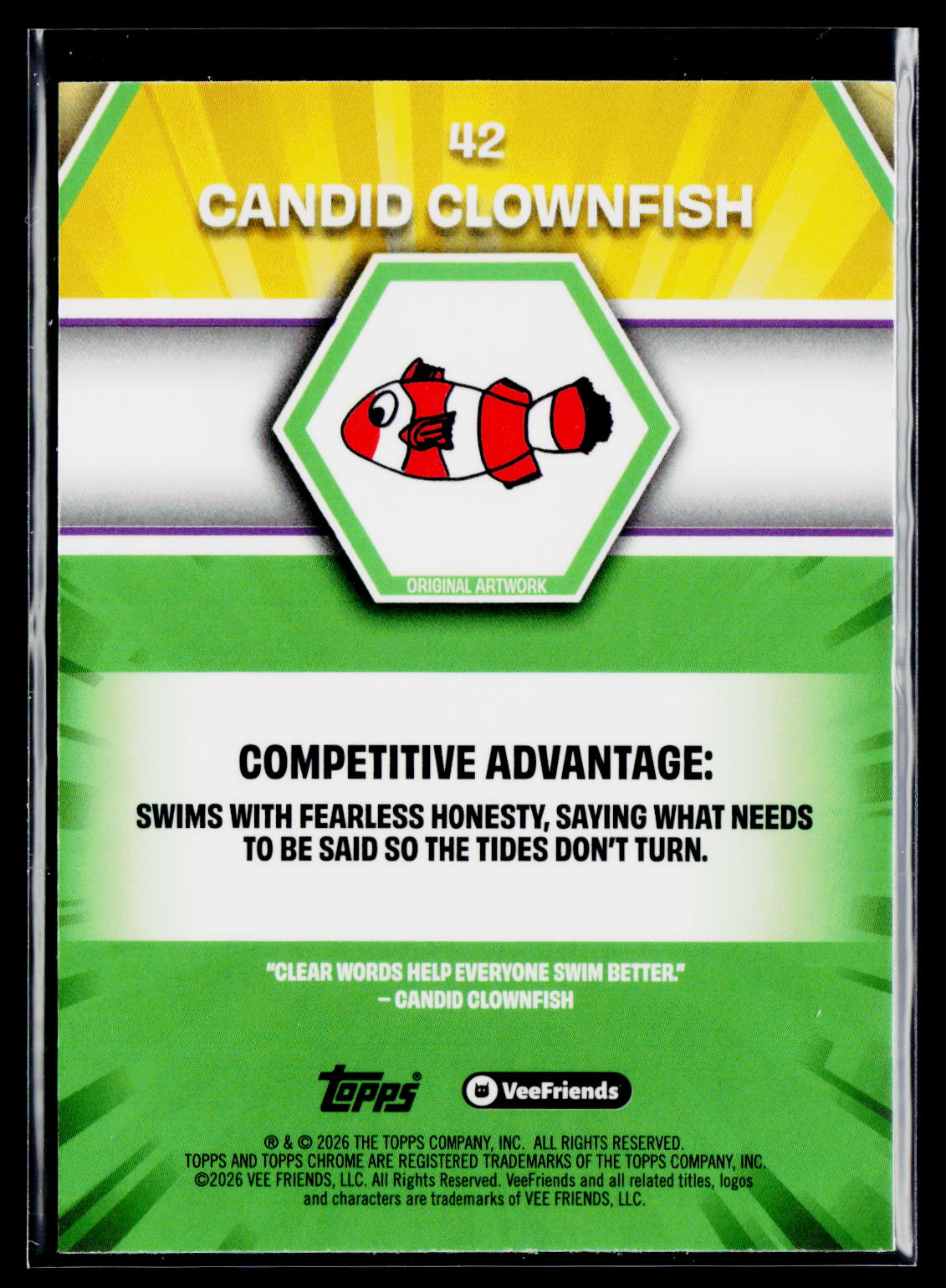 2026 Topps Chrome VeeFriends #42 Candid Clownfish Yellow Refractor