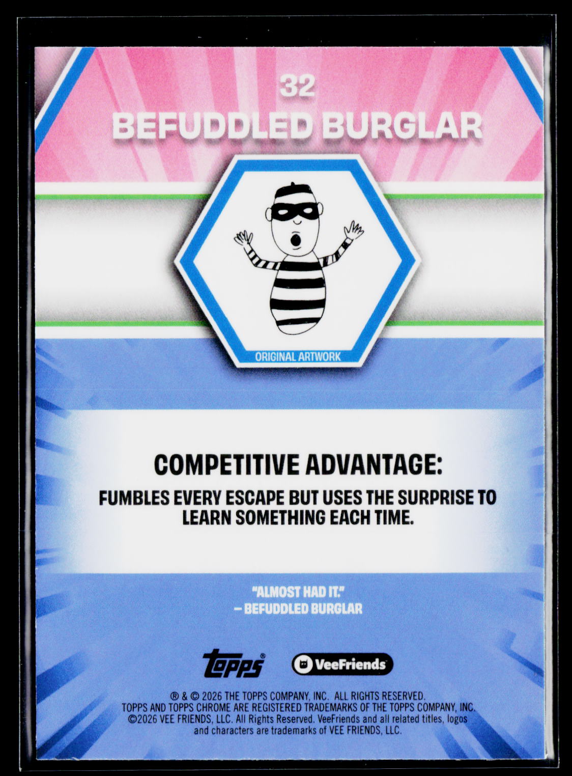 2026 Topps Chrome VeeFriends #32 Befuddled Burglar Blue Refractor /150