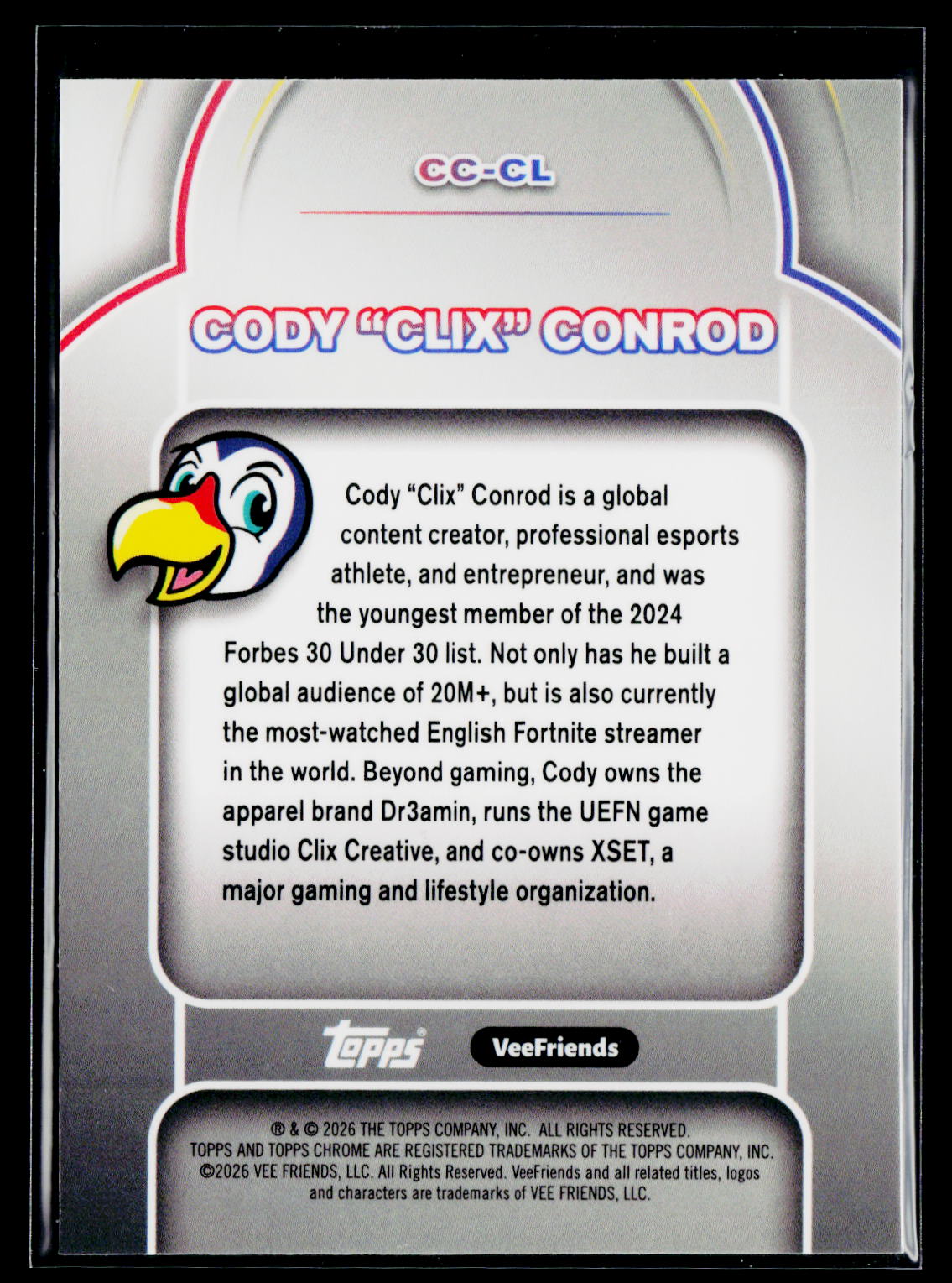 2026 Topps Chrome VeeFriends #CC-CL Cody "Clix" Conrod Content Condors