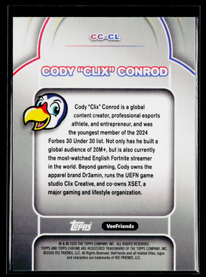 2026 Topps Chrome VeeFriends #CC-CL Cody "Clix" Conrod Content Condors