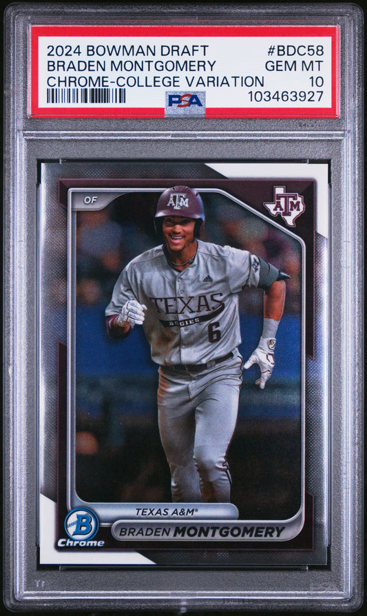 2024 Bowman Draft #BDC58 Braden Montgomery Chrome Variation PSA 10