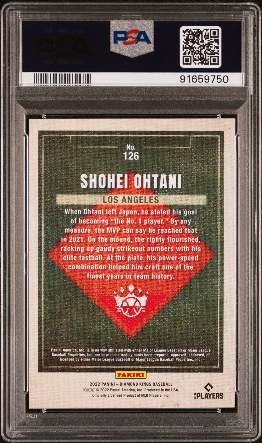 2022 Panini Diamond Kings #126 Shohei Ohtani Gray Frame PSA 10