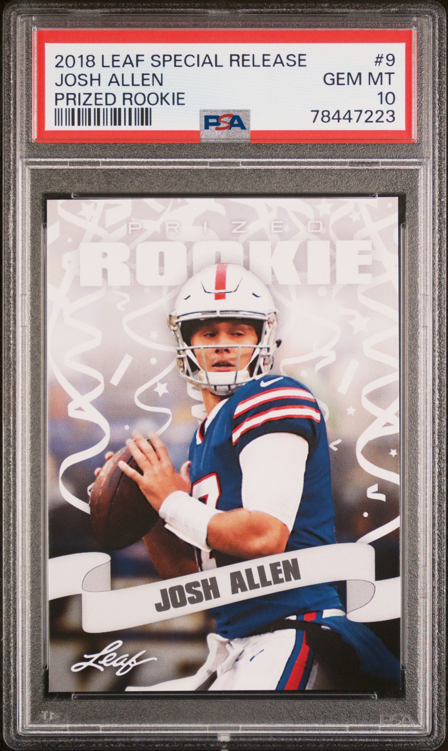 2018 Leaf Special Release Prized Rookie #9 Josh Allen Prized Rookie PSA 10