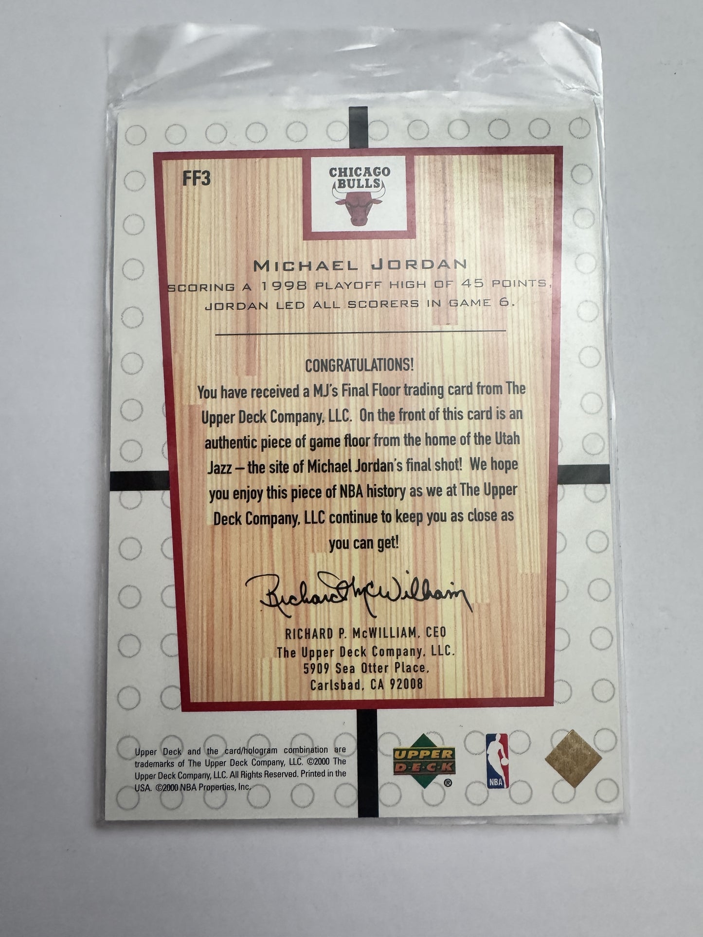 1999-00 Upper Deck #FF3 Michael Jordan MJ's Final Floor