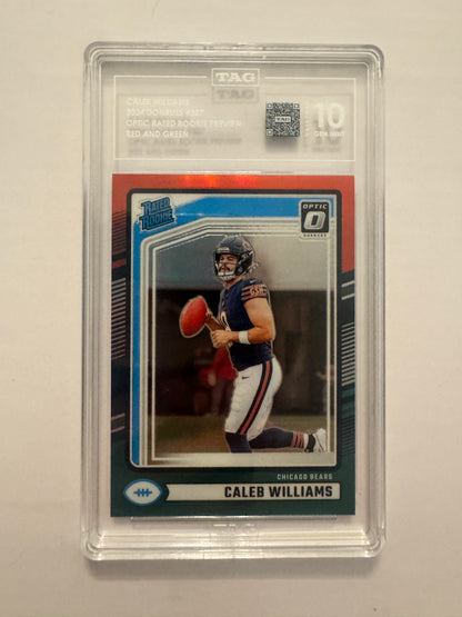 2024 Donruss 327 Caleb Williams Optic Rated RC Red and Green TAG 10