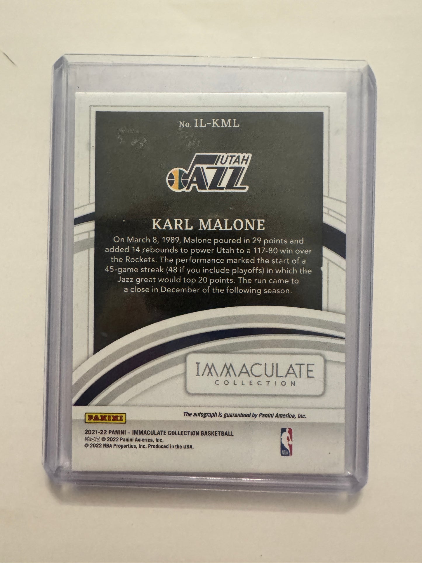 2021-22 Panini Immaculate Collection #IL-KML Karl Malone Immaculate Legends #/25