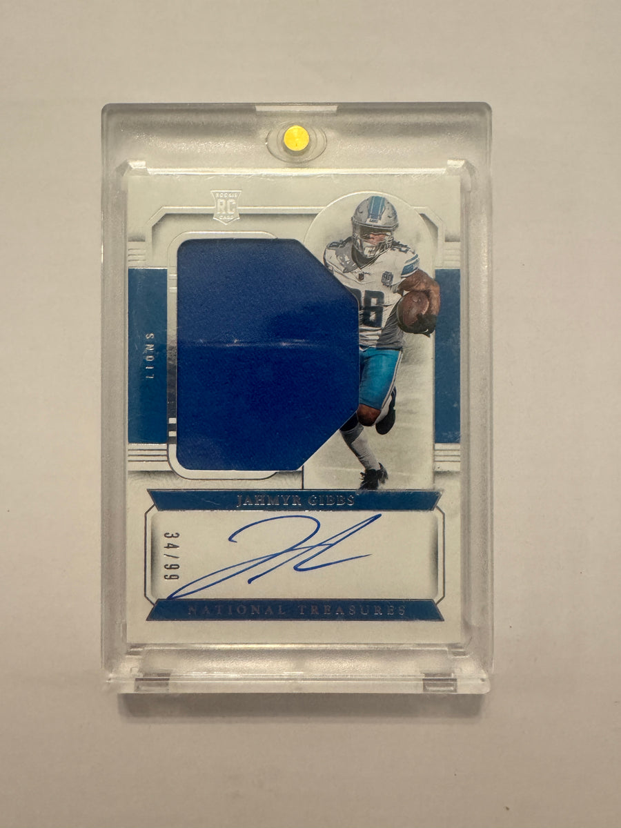 2023 Panini National Treasures #9 Jahmyr Gibbs Rookie Material Signatures /99