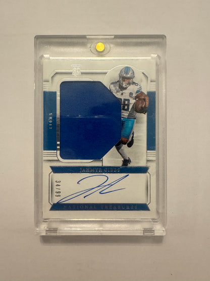 2023 Panini National Treasures #9 Jahmyr Gibbs Rookie Material Signatures /99
