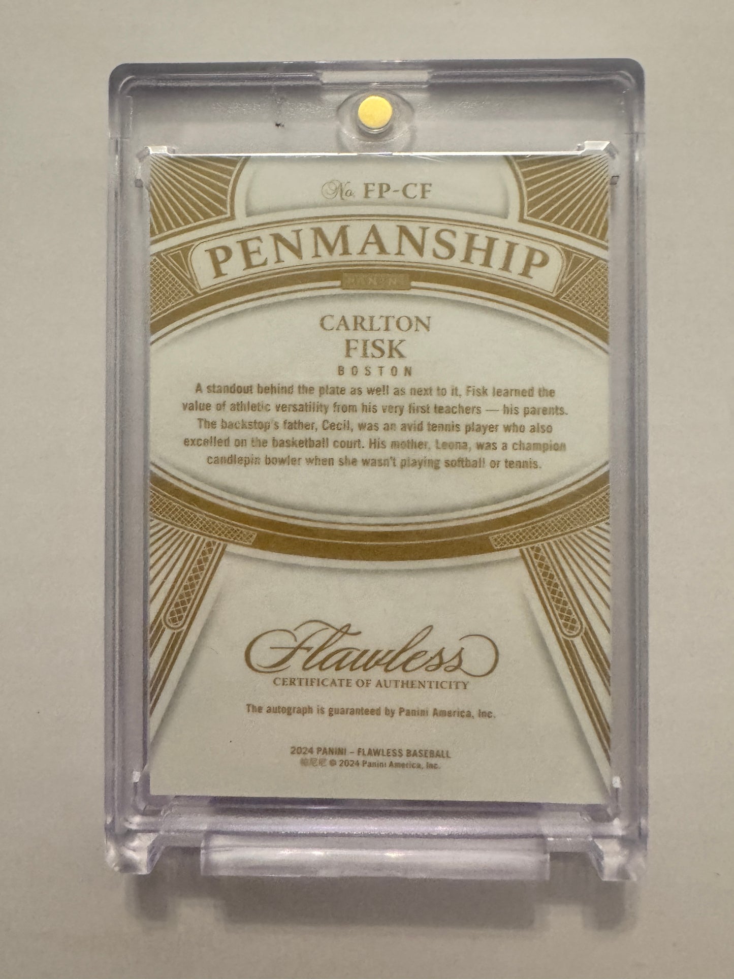 2021 Panini Flawless #FP-CF Carlton Fisk Flawless Performances Platinum #/1