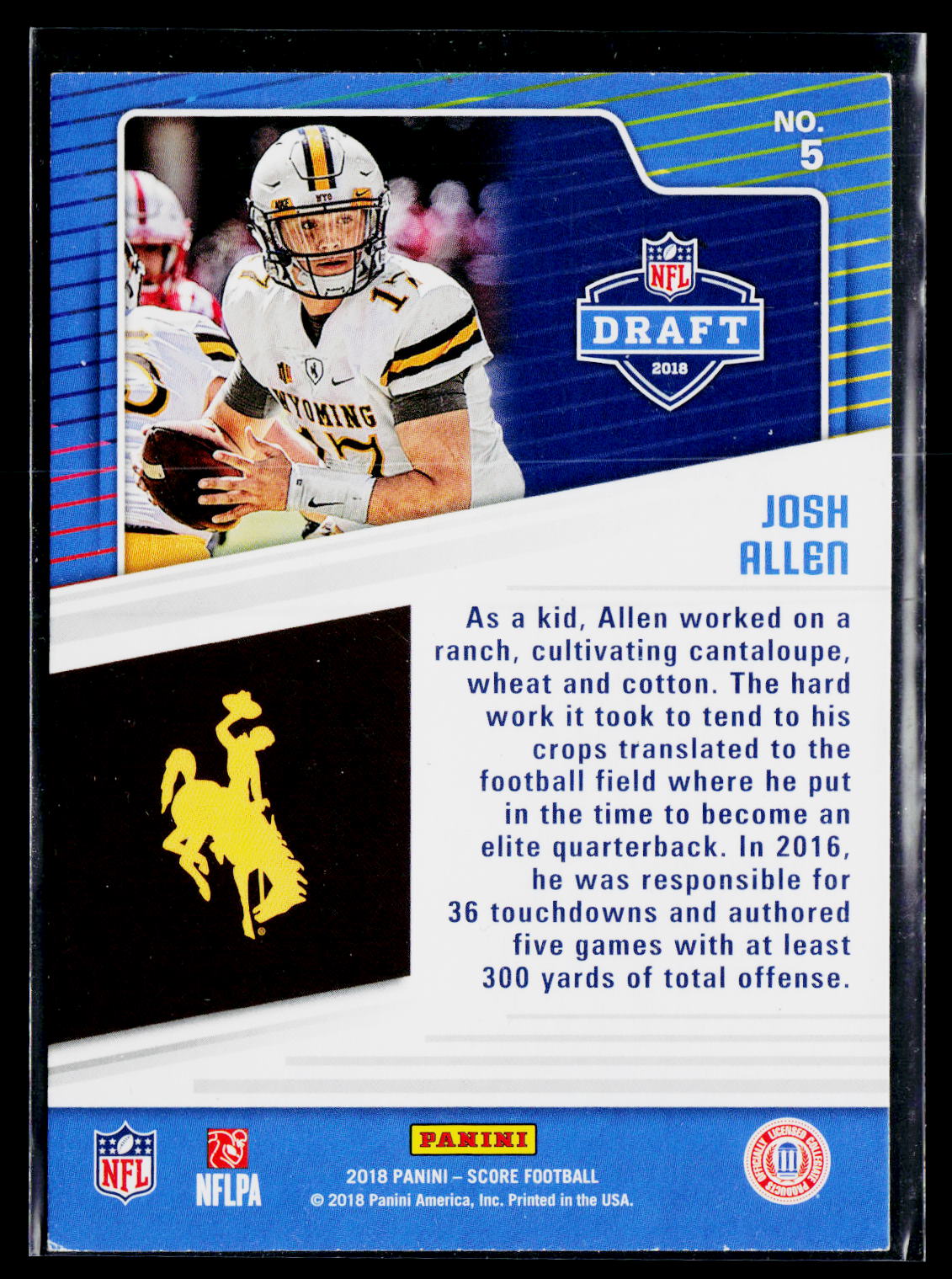 2018 Score #5 Josh Allen NFL Draft