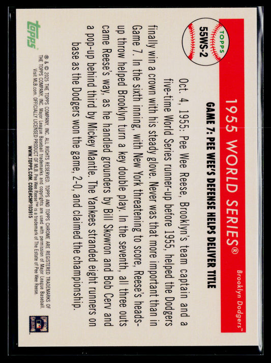 2025 Topps Chrome Platinum 55WS-2 Pee Wee Reese 1955 World Series Orange /25