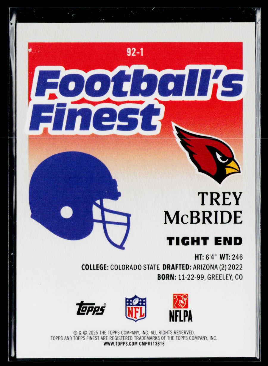 2025 Finest #92-1 Trey McBride 92 Finest #/92