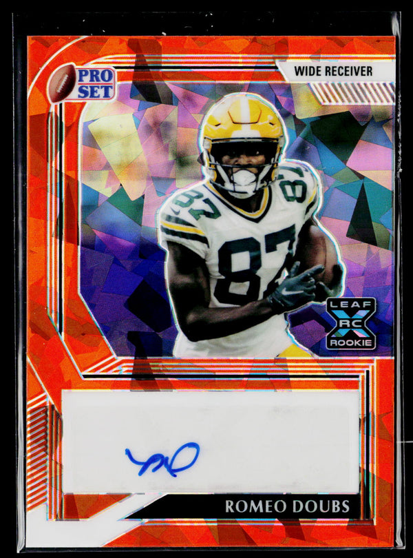 2022 Leaf Metal Draft #PA-RD1 Romeo Doubs Portrait Autographs Crystal Orange #/4
