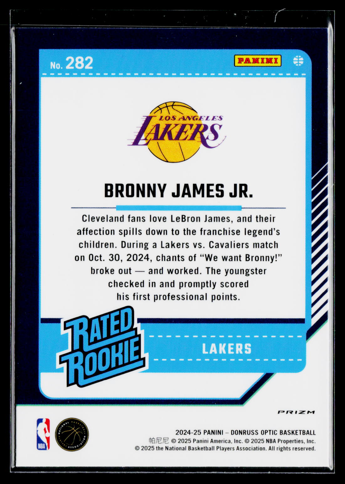 2024-25 Donruss Optic #282 Bronny James Jr. Holo