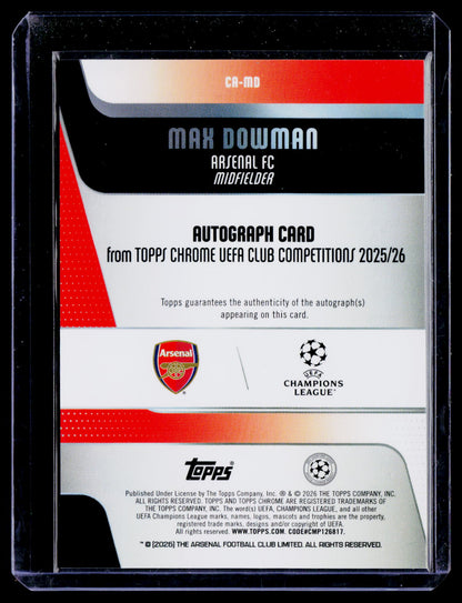 2025-26 Topps Chrome UEFA Club Competitions #CA-MD Max Dowman Chrome Autographs