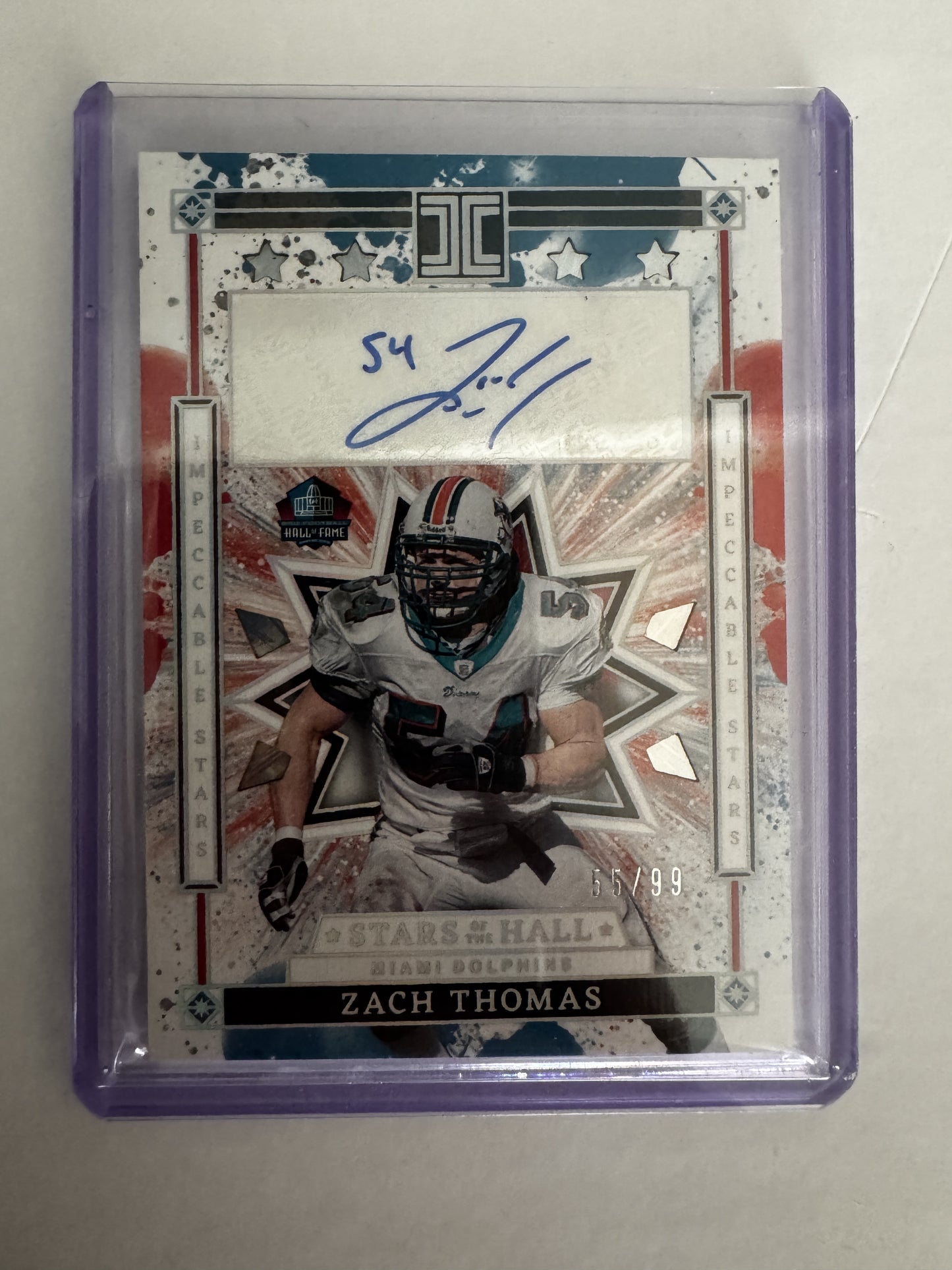 2025 Panini Impeccable #SHA-ZTS Zach Thomas Stars of the Hall Autographs #/99