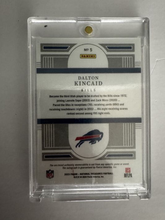 2023 Panini National Treasures 5 Dalton Kincaid Rookie RC Signatures RPA #/86