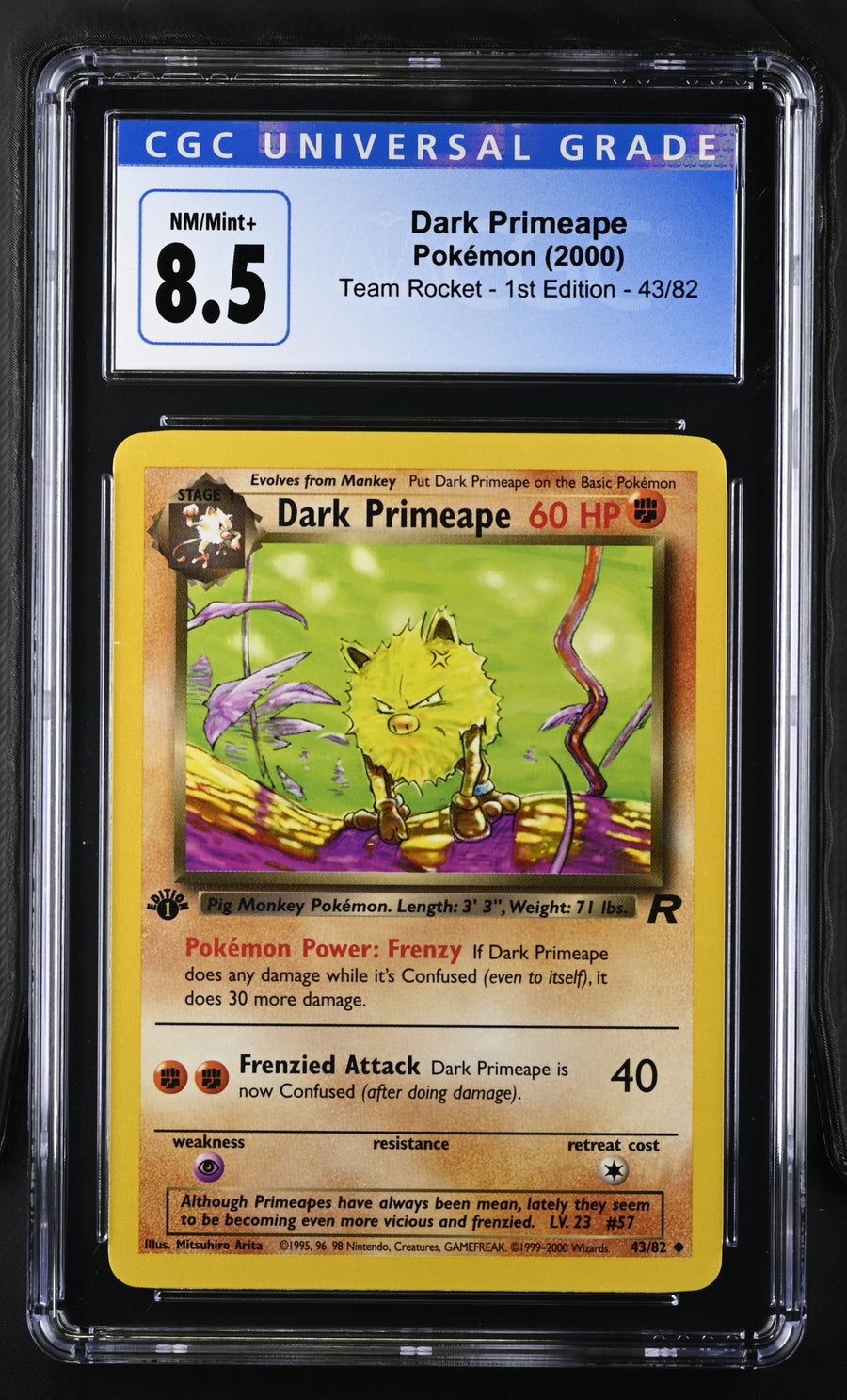 2000 Team Rocket - 1st Ed. #43/82 Dark Primeape CGC 8.5
