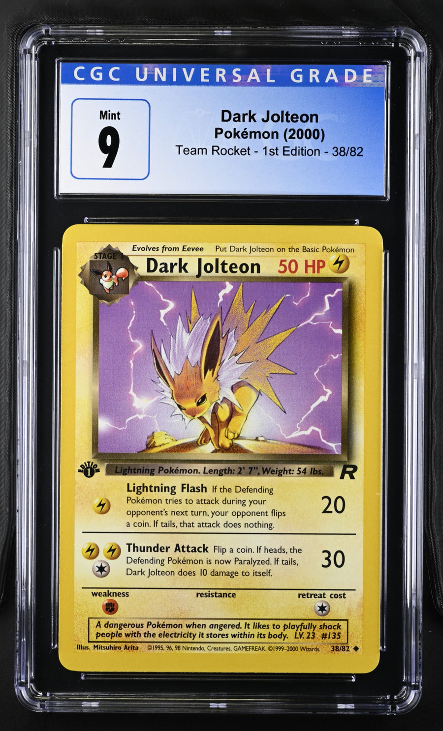 2000 Team Rocket - 1st Ed. #38/82 Dark Jolteon CGC 9