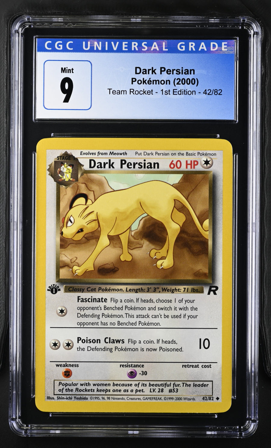 2000 Team Rocket - 1st Ed. #42/82 Dark Persian CGC 9