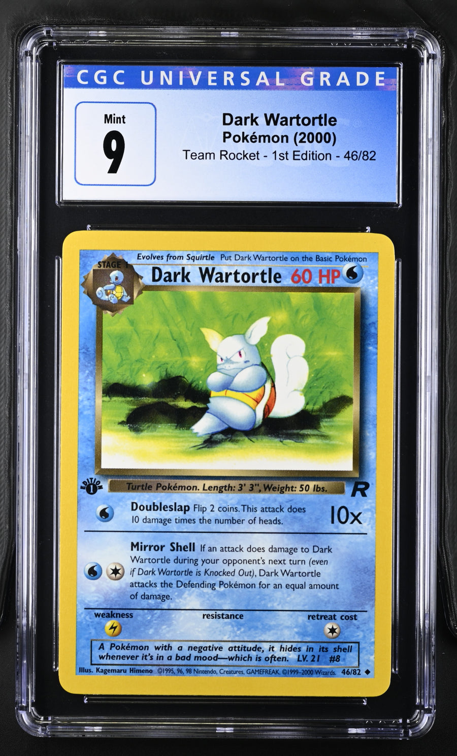 2000 Team Rocket - 1st Ed. #46/82 Dark Wartortle CGC 9