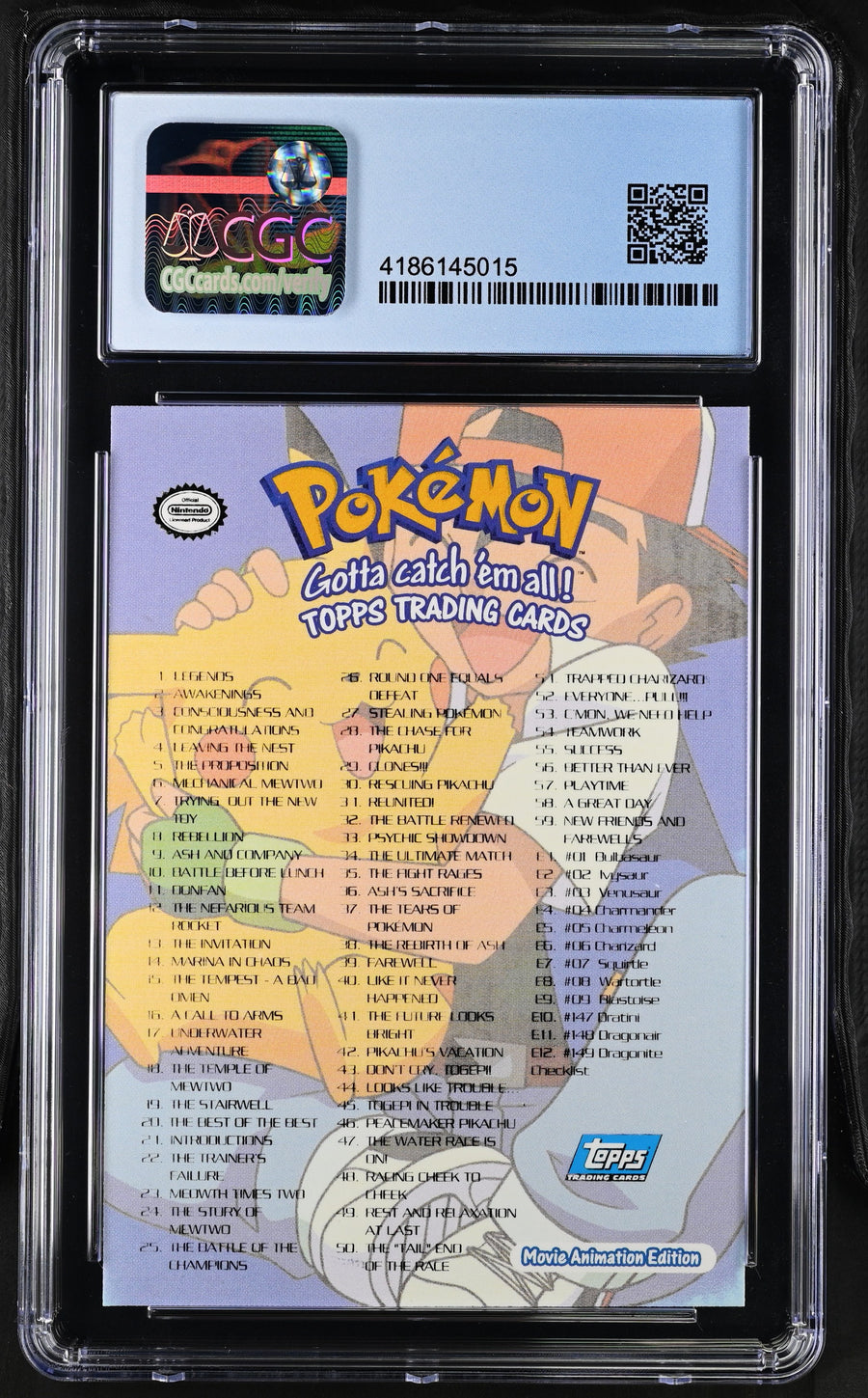 1999 Pok^mon the First Movie Checklist CGC 7.5