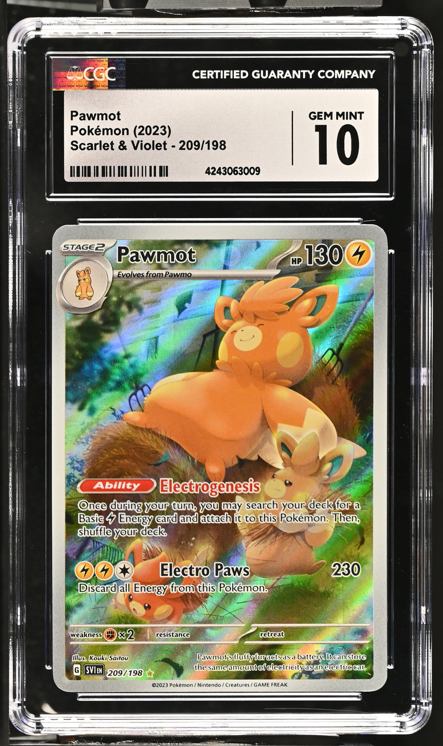 2023 Scarlet & Violet #209/198 Pawmot CGC 10
