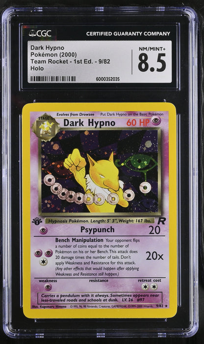 2000 Team Rocket - 1st Ed. #9/82 Dark Hypno CGC 8.5