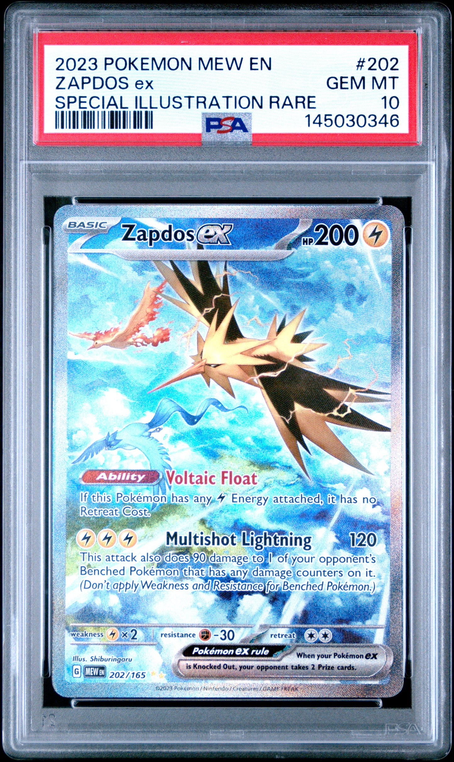 2023 Pokemon Mew En-151 #202 Zapdos Ex Special Illustration Rare PSA 10
