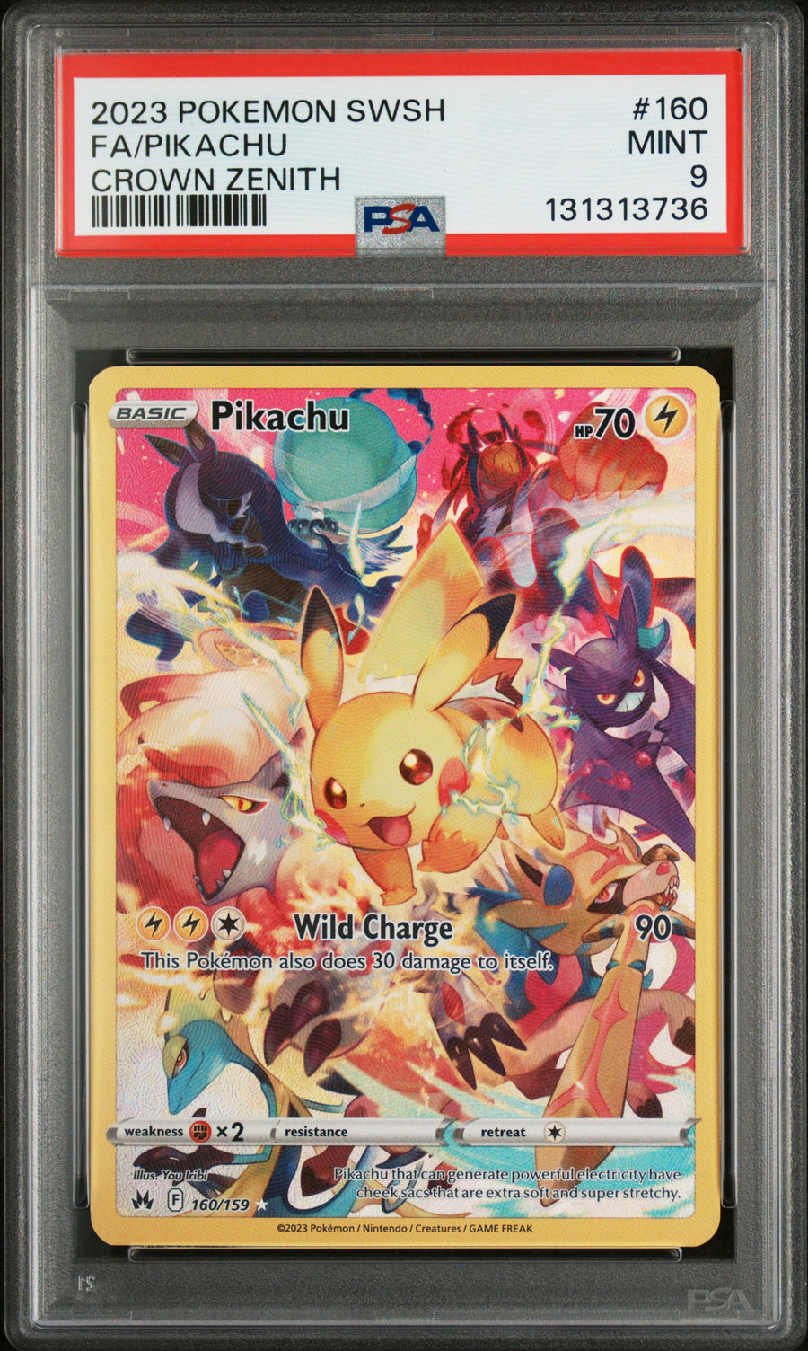2023 Pokemon Sword And Shield Crown Zenith #160 Fa/Pikachu Crown Zenith PSA 9
