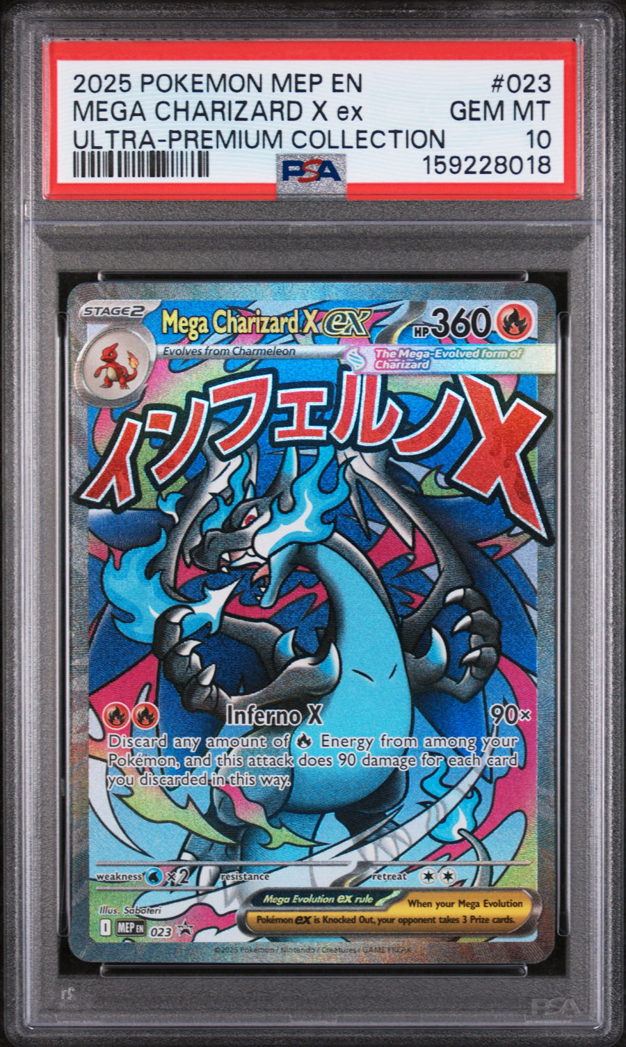 2025 Pokemon Mep En-Me Black Star Promo #023 Mega Charizard X Ex PSA 10