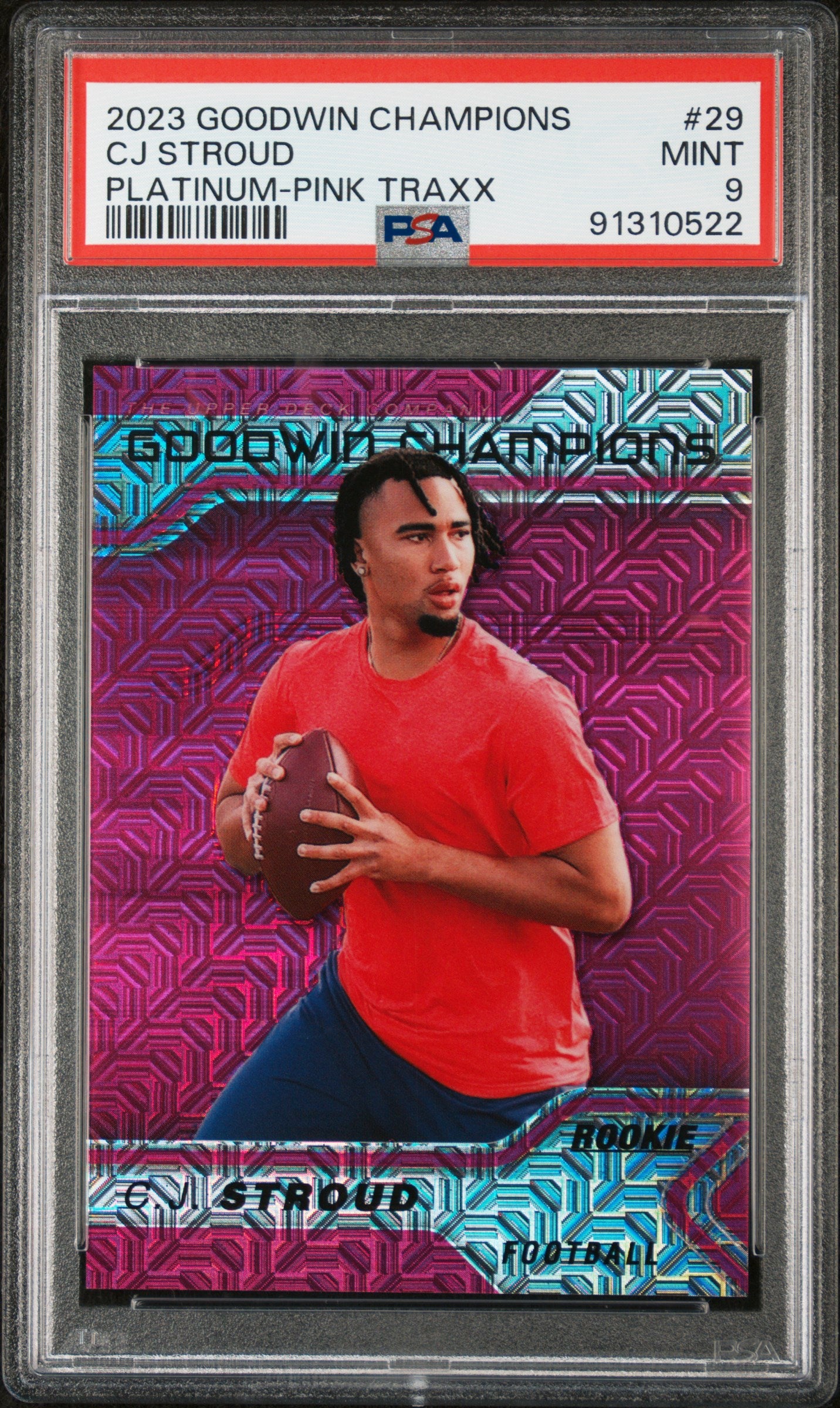 2023 Upper Deck Goodwin Champions P29 Cj Stroud Platinum Pink Traxx PSA 9