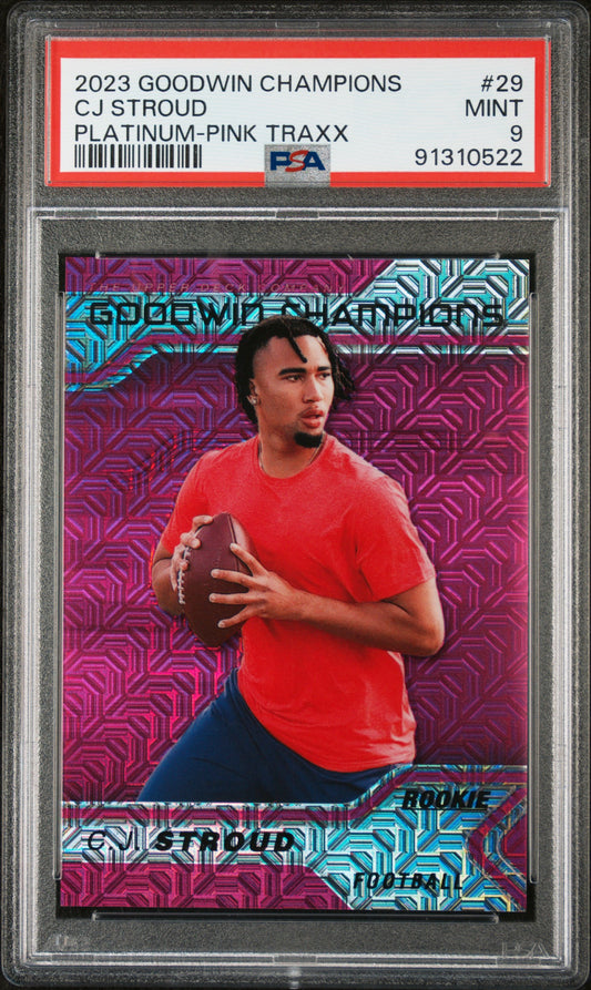2023 Upper Deck Goodwin Champions P29 Cj Stroud Platinum Pink Traxx PSA 9