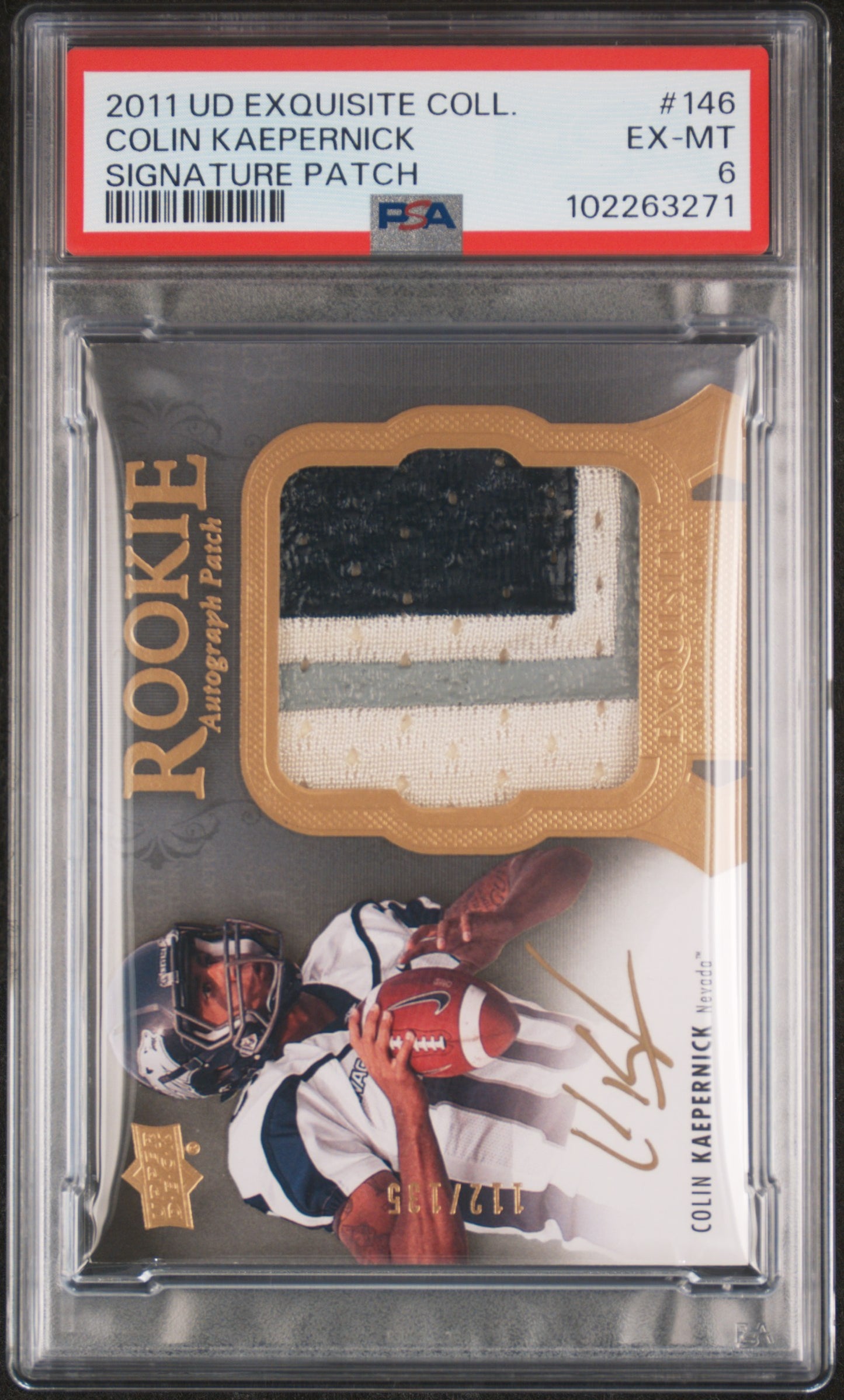 2011 Ud Exquisite Collection #146 Colin Kaepernick Signature Patch PSA 6