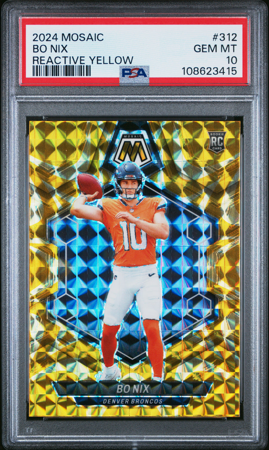 2024 Panini Mosaic #312 Bo Nix Reactive Yellow PSA 10